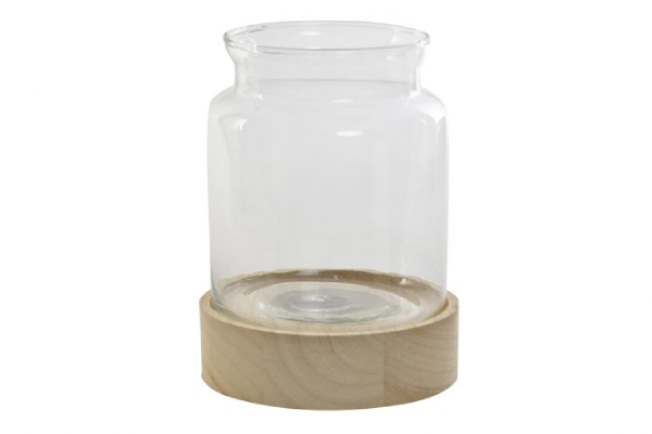 Vase led verre 15,5x15,5x21 naturel transparent