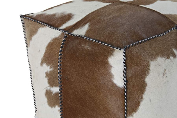 Pouf leather polyester 45x45x40 cow brown