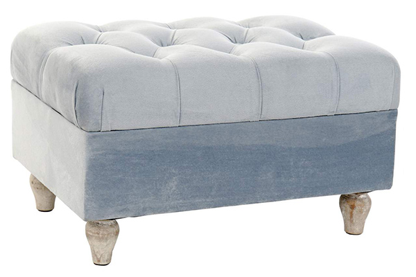 Footrest polyester wood 50x33x29,5 velvet blue