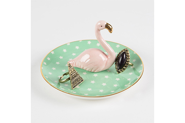 Tropical flamingo  jewellery  dish