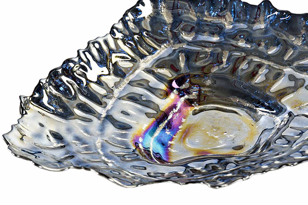 Tray keys glass 26x20x5,5 shell iridescent