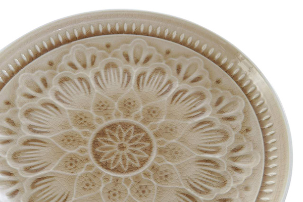 Plate stoneware 21x21x3 180 mandala cream