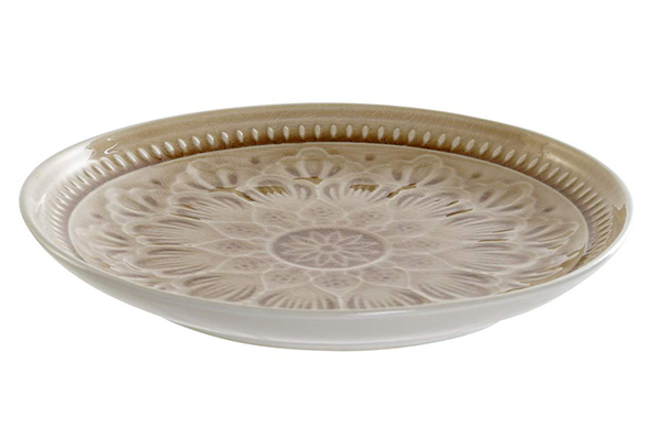 Plate stoneware 21x21x3 180 mandala cream