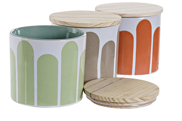 Sugar bowl stoneware bamboo 9,6x9,6x9 370 3 mod.