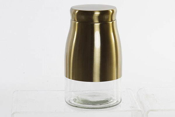 Pot glass metal 11,5x11,5x19,6 golden