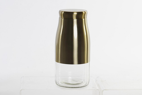 Pot glass metal 11,5x11,5x24,6 golden
