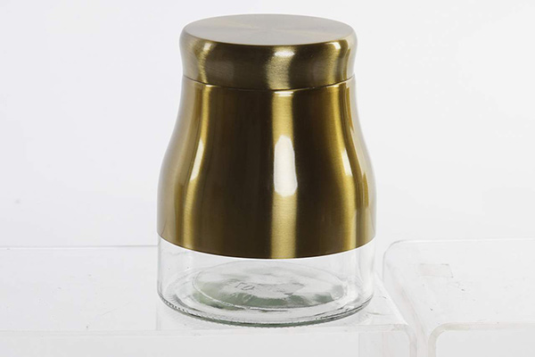 Pot glass metal 11,5x11,5x14,6 golden