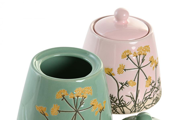 Sugar bowl stoneware 8,6x8,6x8,6 180ml floral 2 mo