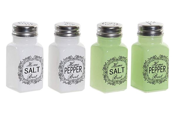 Salt shaker glass 4x4x9,5 70 ml. pepper pot 4 mod.