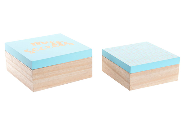 Box set 2 wood 20x20x9,5 blue