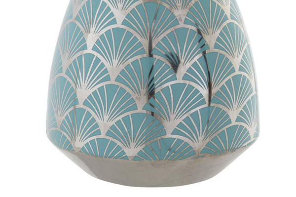 Vase porcelain 16x16x18 chromed turquoise