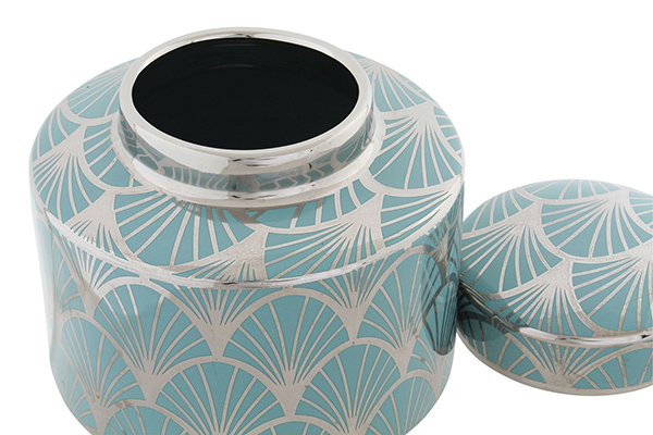 Vase porcelain 18x18x16 chromed turquoise
