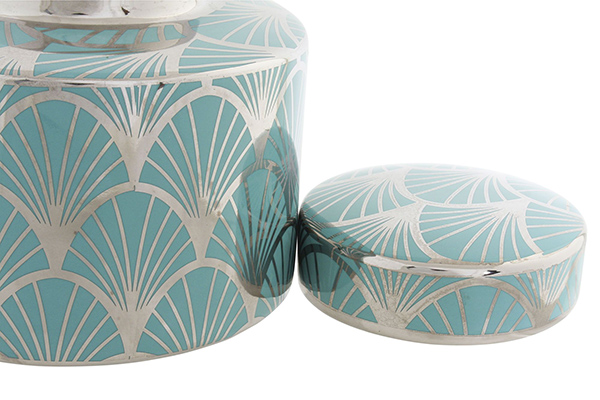 Vase porcelain 18x18x16 chromed turquoise