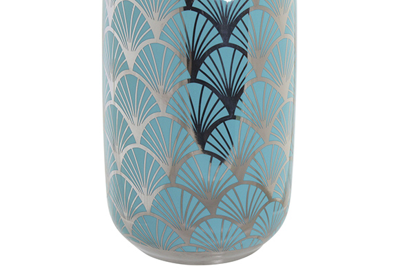 Vase porcelain 15x15x33,5 chromed turquoise