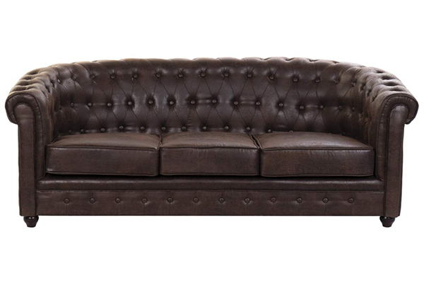Couch pu 182x78x70 3 seats brown