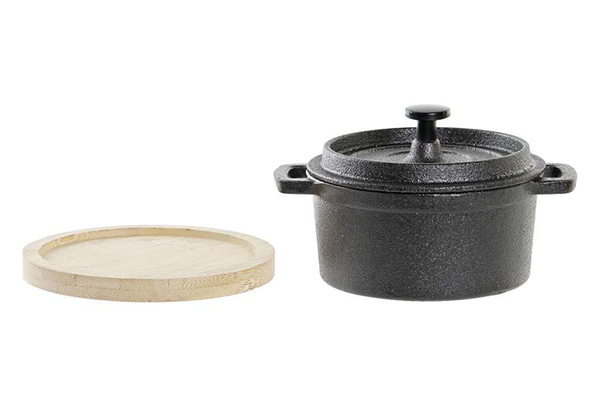 Stew pot iron bamboo 13x13x8 black