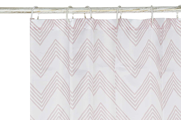 Curtain polyester 180x200 zig zag pale pink