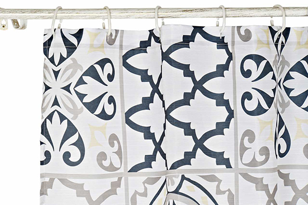Curtain polyester 180x200 tiles grey