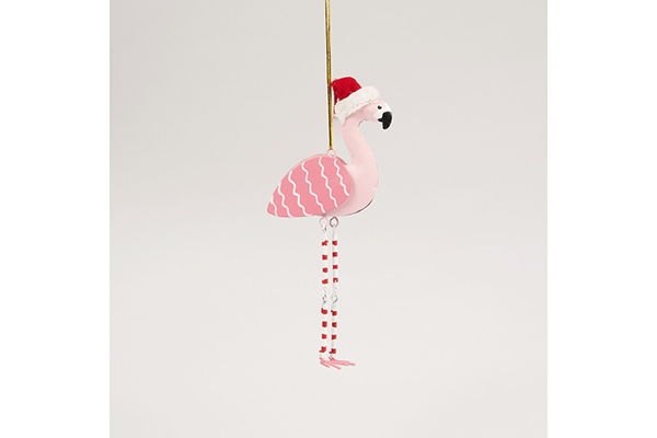 Festive flamingo hanging decoration