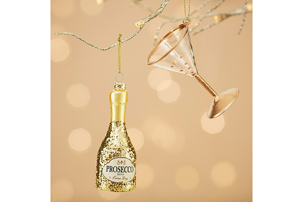 Gold polka dot martini glass hanging decoration
