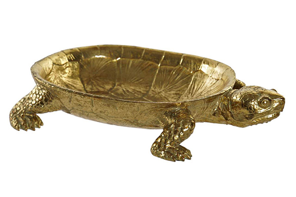 Tray resin 28,5x19,2x5,1 tortoise golden