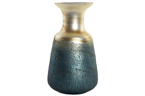 Vase glass 20x20x34 aged blue