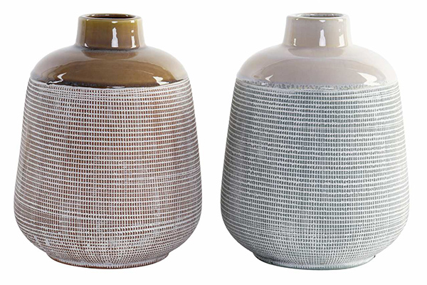 Vase stoneware 20,2x20,2x26 bicolor 2 mod.