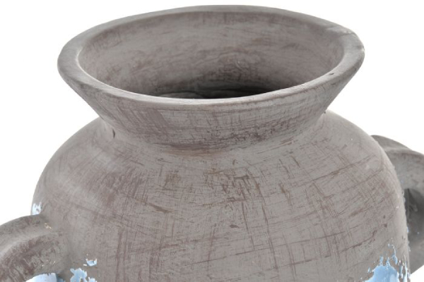 Vase cÉramique 21x15,5x35,5 naturel bleu ciel