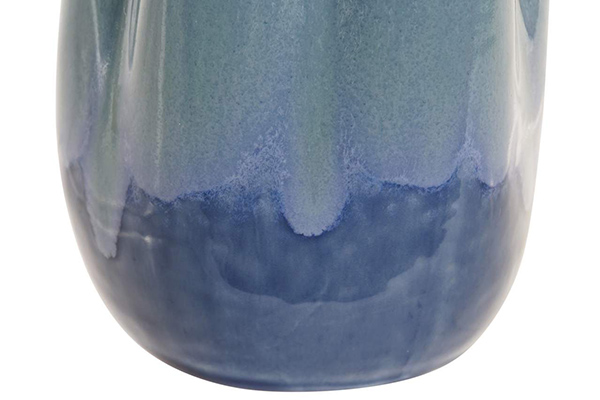 Vase stoneware 12x12x16 coral blue