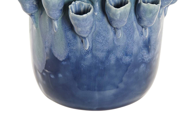 Vase stoneware 13x13x15,5 coral blue