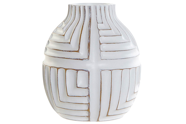 Vase resin 17,5x17,5x20 decape white