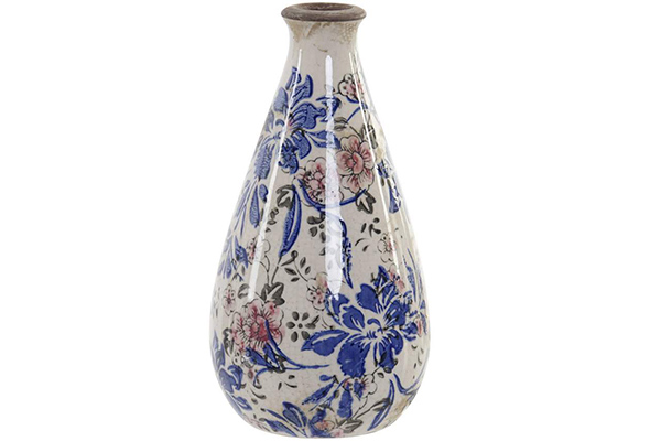Vase ceramic 11x11x21 floral white