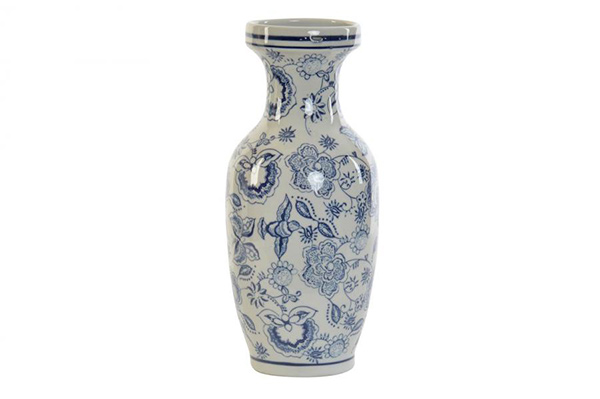 Vase porcelain 16x16x36 floral white