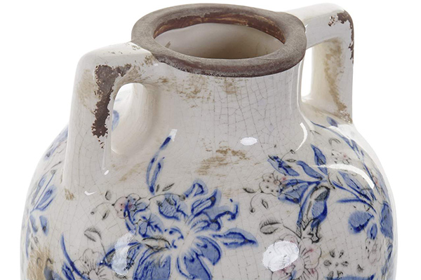Vase stoneware 17x17x22 floral white