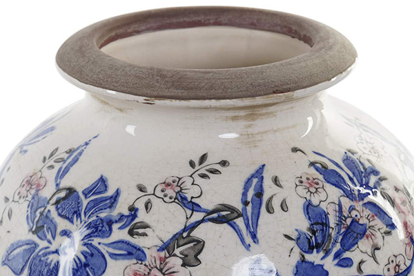 Vase stoneware 18x18x25 floral white