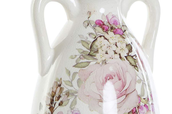 Vase ceramic 13x13x35 flowers white
