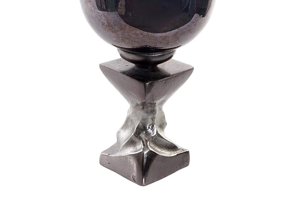 Vase glass aluminium 15,5x15,5x45 glazed grey