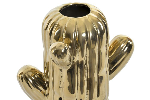 Vase ceramic 12x10x15,5 cactus sparkly golden