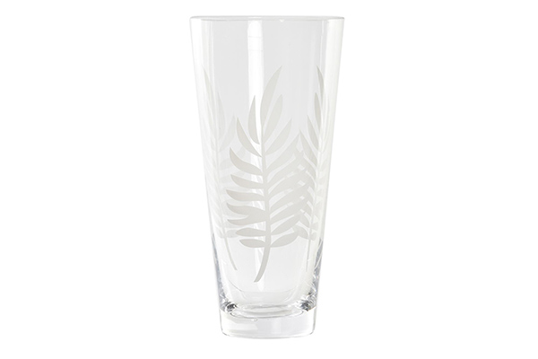 Vase glass 10x10x20 leaves recorded transparent