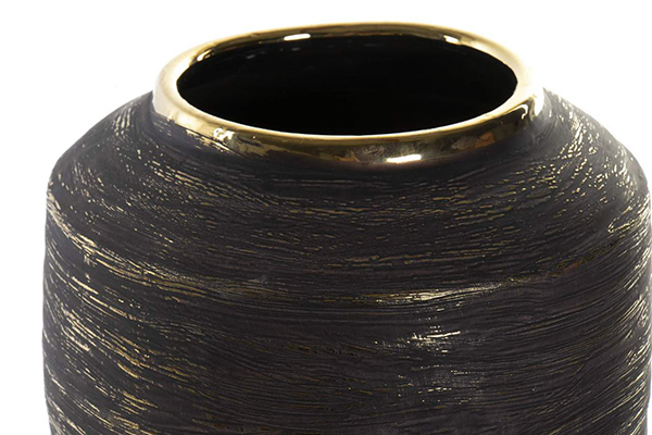 Vase stoneware 24x35,5 lined golden