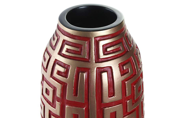 Vase resin 13x13x46 oriental golden 2 mod.