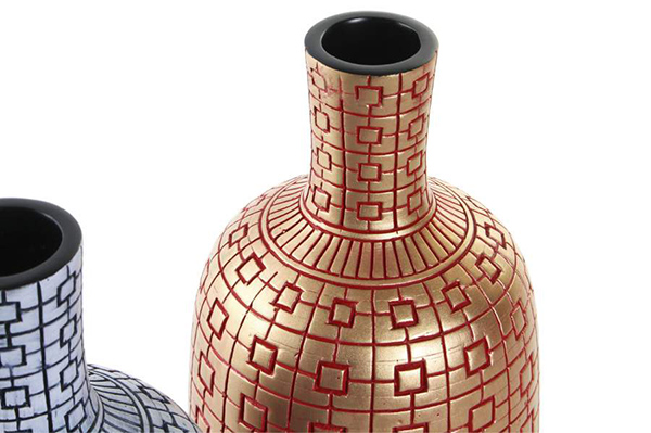 Vase resin 14x14x26 oriental golden 2 mod.