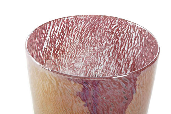 Vase glass 20x20x27 iridescent pink