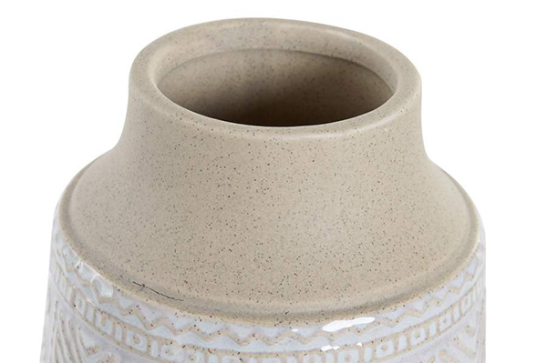 Vase stoneware 12,5x12,5x19,5 relief white