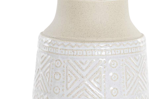 Vase stoneware 12,5x12,5x19,5 relief white