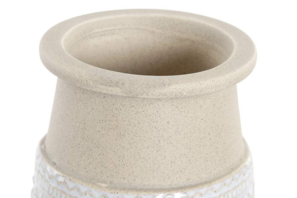 Vase stoneware 12,5x12,5x21,5 relief white