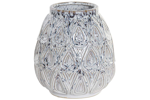 Vase porcelain 18x18x20 relief white