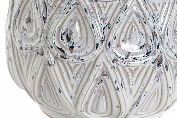 Vase porcelain 18x18x20 relief white