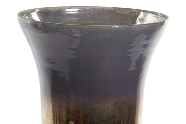 Vase glass aluminium 21x21x38 smoky grey