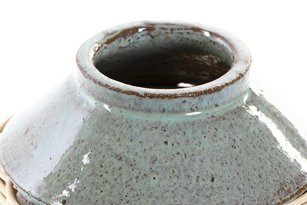 Vase stoneware rattan 16x16x21 two-colored